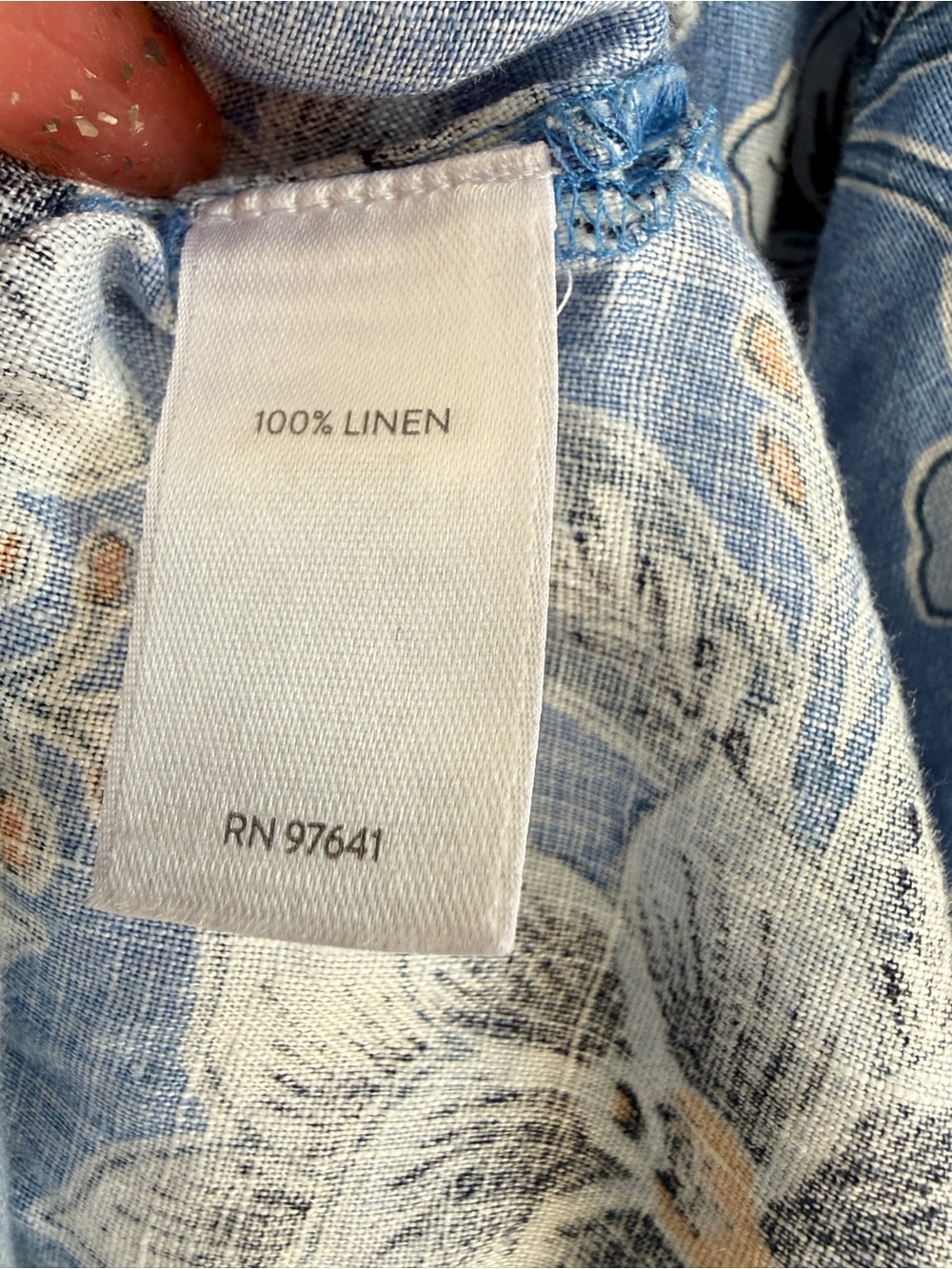 J. Jill Love Linen Floral V-Neck Blue White Coastal Blouse SZ L - Picture 6 of 6